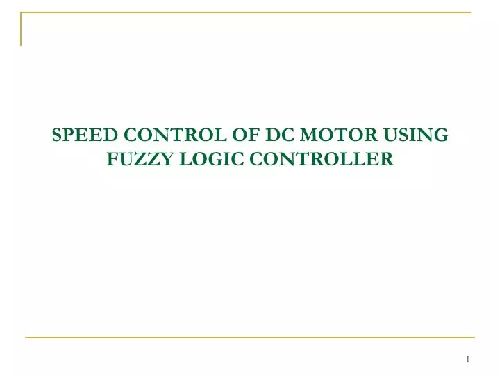 speed control of dc motor using fuzzy logic controller
