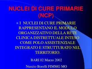 nuclei di cure primarie ncp