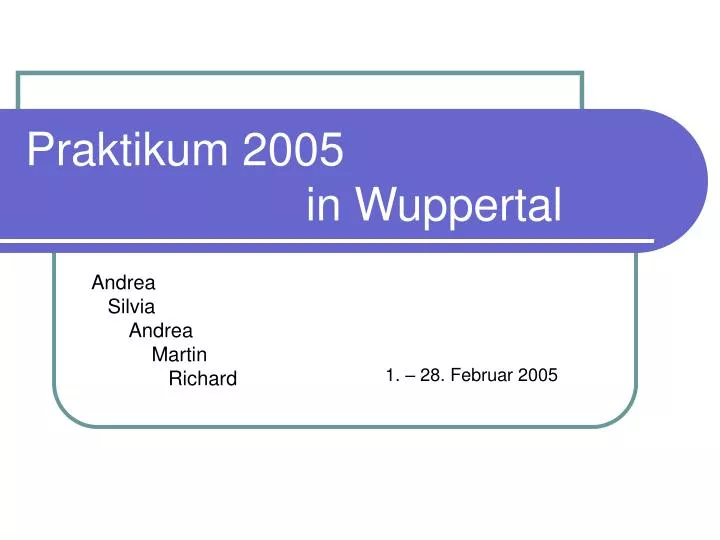 praktikum 2005 in wuppertal