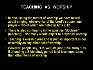 TEACHING AS WORSHIP