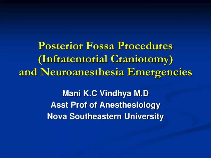 posterior fossa procedures infratentorial craniotomy and neuroanesthesia emergencies