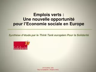 emplois verts une nouvelle opportunit pour l economie sociale en europe