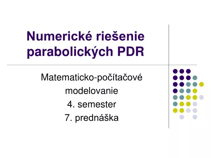 numerick rie enie parabolick ch pdr