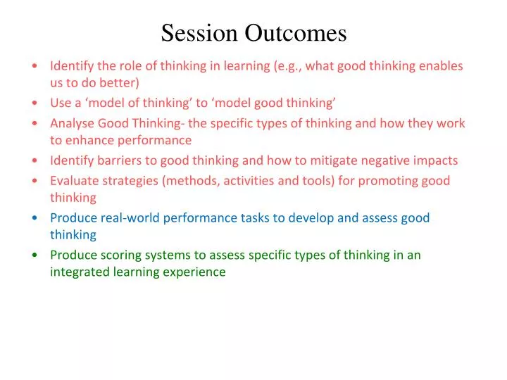 session outcomes