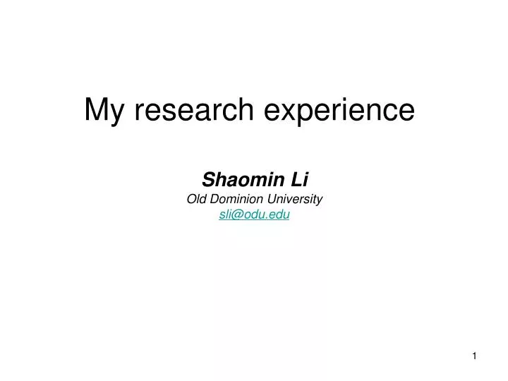 my research experience