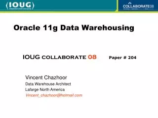 Oracle 11g Data Warehousing