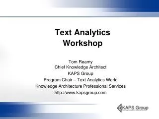 Text Analytics Workshop