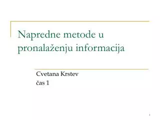 napredne metode u pronala enju informacija