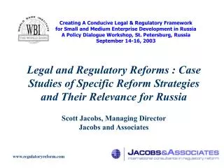 Creating A Conducive Legal &amp; Regulatory Framework
