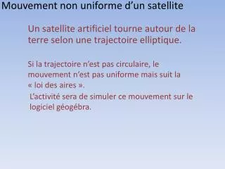 mouvement non uniforme d un satellite