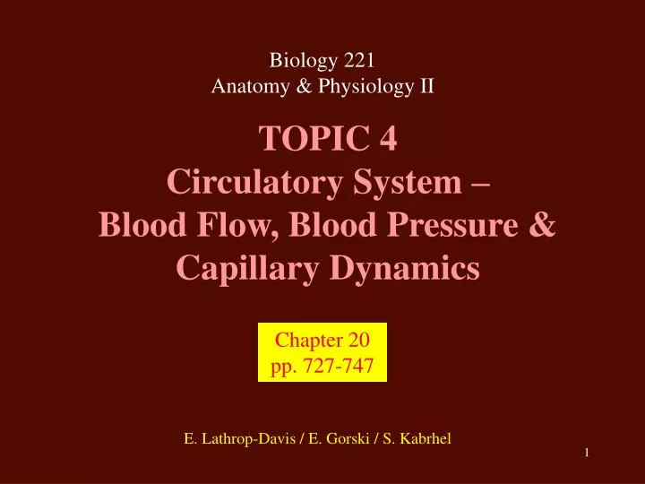topic 4 circulatory system blood flow blood pressure capillary dynamics