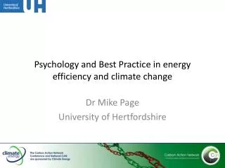 Psychology and Best Practice in energy efficiency and climate change