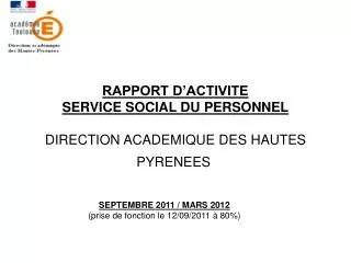 rapport d activite service social du personnel direction academique des hautes pyrenees