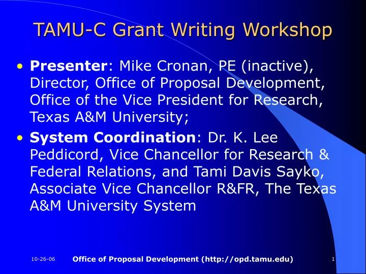 tamu c grant writing workshop