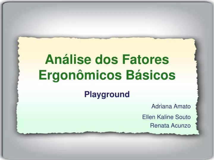 PPT - Análise Dos Fatores Ergonômicos Básicos PowerPoint Presentation ...