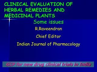 GCP for new drug clinical trials in India