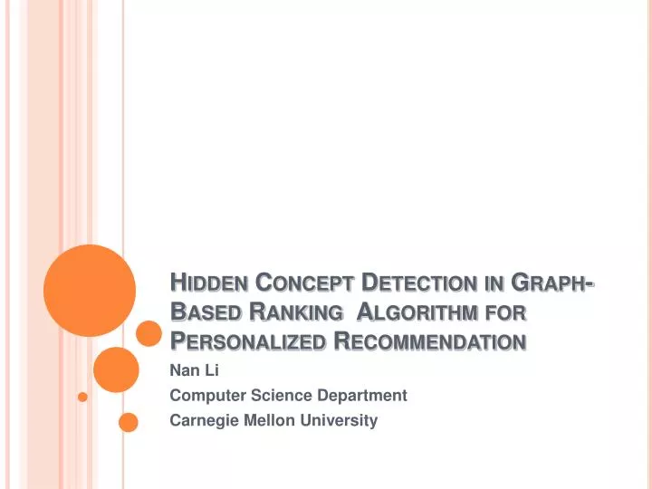 hidden concept detection in graph based ranking algorithm for personalized recommendation
