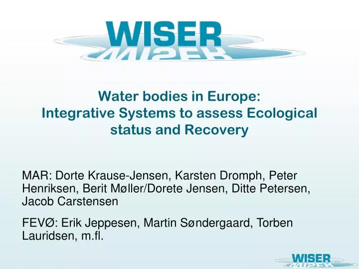 water bodies in europe integrative systems to assess ecological status and recovery