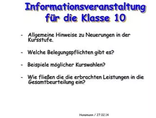 informationsveranstaltung f r die klasse 10