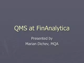 QMS at FinAnalytica