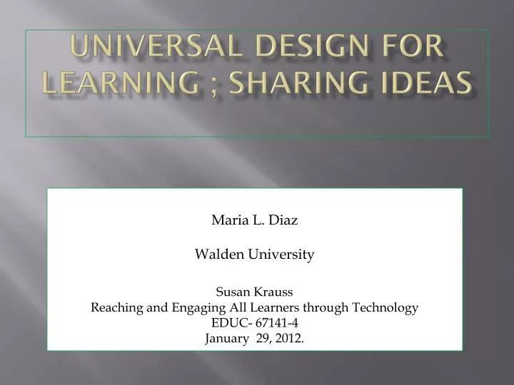 universal design for learning sharing ideas