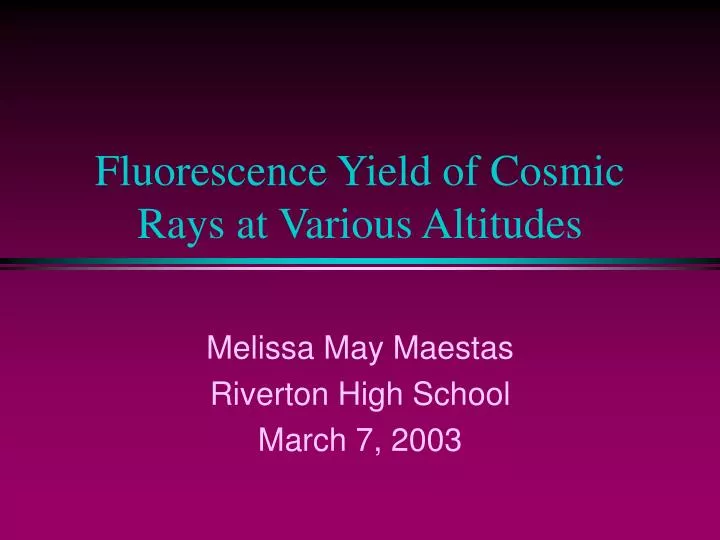fluorescence yield of cosmic rays at various altitudes