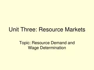 Unit Three: Resource Markets