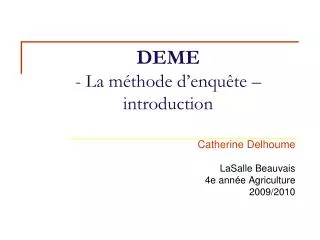 deme la m thode d enqu te introduction