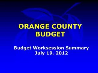 Budget Worksession Summary July 19, 2012