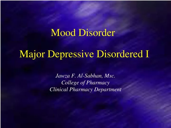 major depressive disordered i