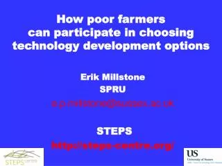 How poor farmers can participate in choosing technology development options