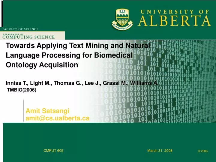 amit satsangi amit@cs ualberta ca