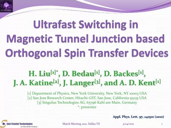 ultrafast switching in magnetic tunnel junction based orthogonal spin transfer devices