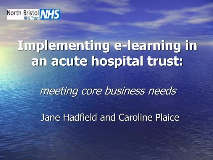 implementing e learning in an acute hospital trust meeting core business needs