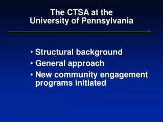 The CTSA at the University of Pennsylvania