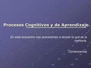 procesos cognitivos y de aprendizaje