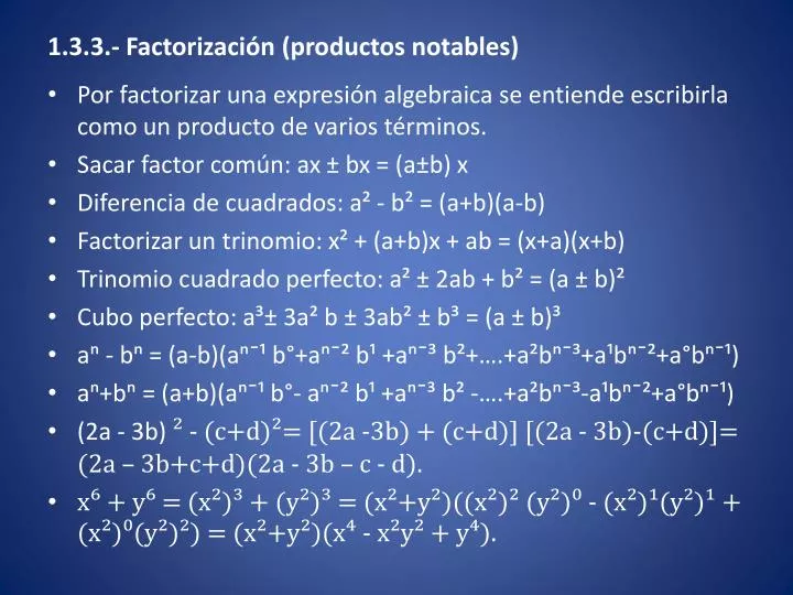 1 3 3 factorizaci n productos notables