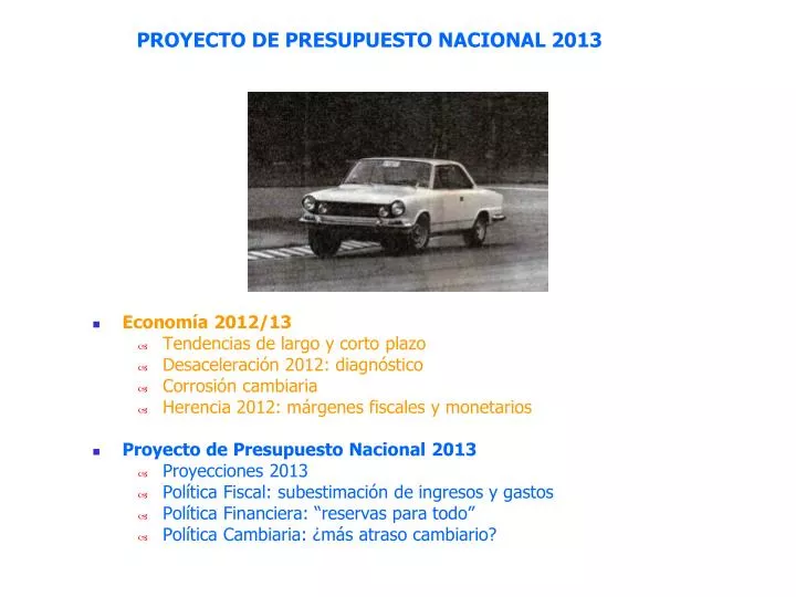 proyecto de presupuesto nacional 2013