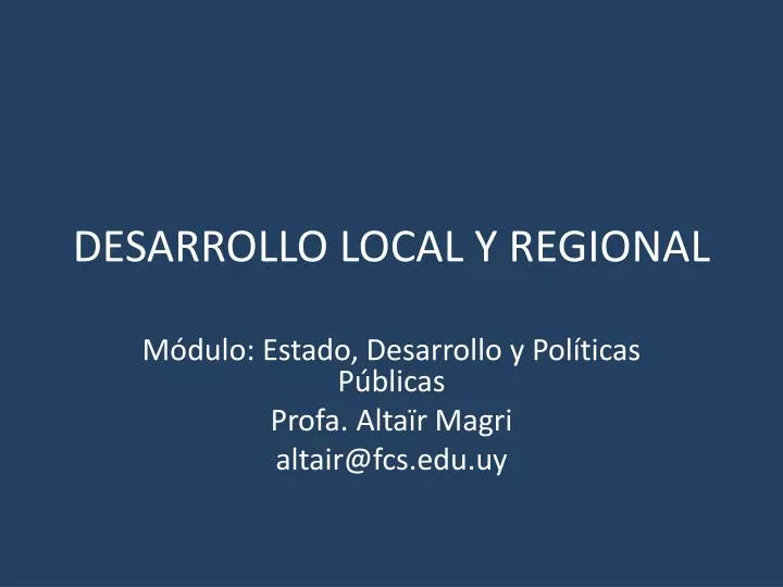 desarrollo local y regional