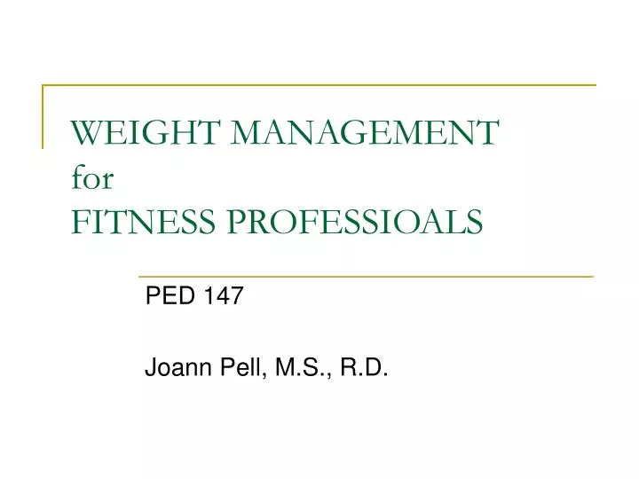 weight management for fitness professioals