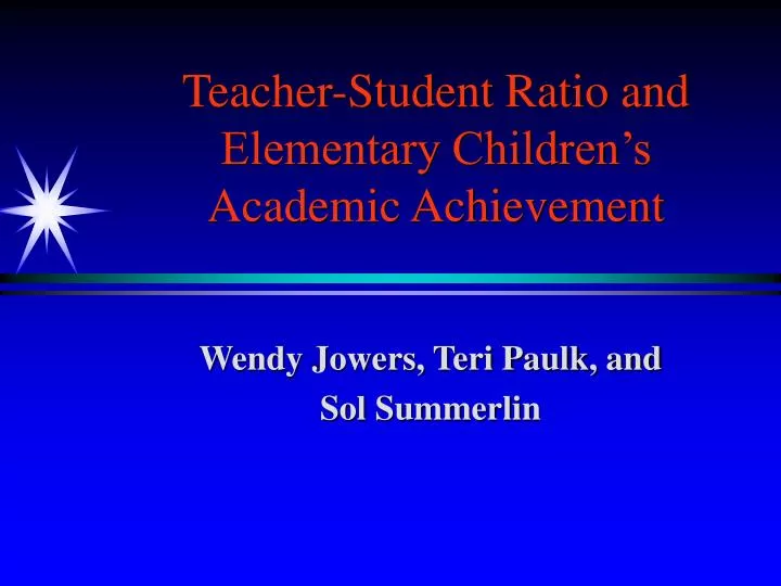 teacher student ratio and elementary children s academic achievement