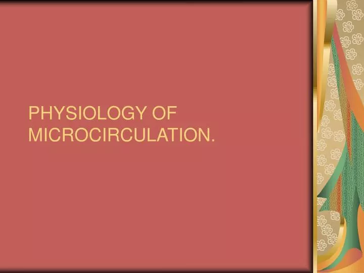 physiology of microcirculation