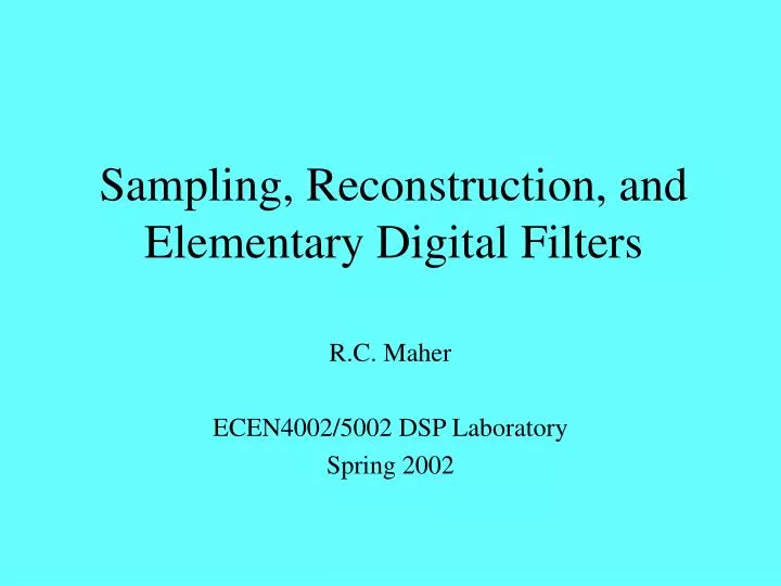 sampling reconstruction and elementary digital filters