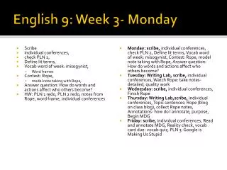 English 9: Week 3- Monday