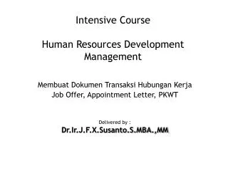 intensive course human resources development management