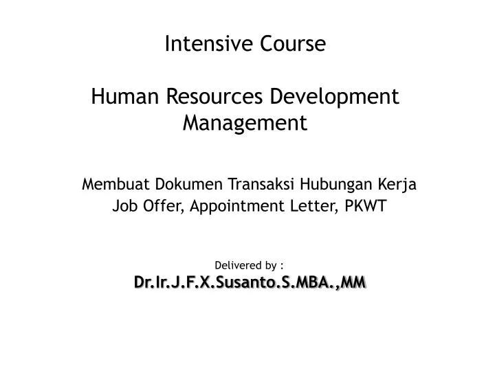 intensive course human resources development management