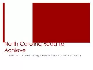 North Carolina Read To Achieve