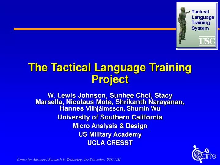 the tactical language training project