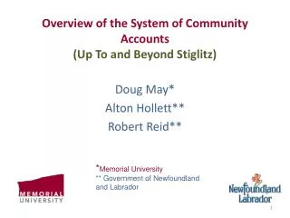 Overview of the System of Community Accounts (Up To and Beyond Stiglitz)