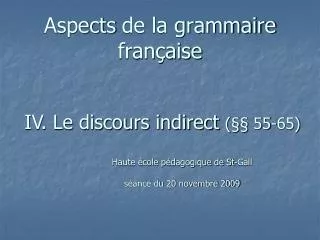 aspects de la grammaire fran aise